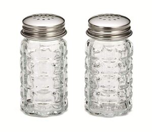 tablecraft nostalgia glass salt and pepper shakers with s/s tops
