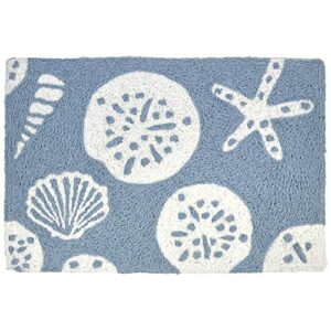jellybean white shells on blue indoor/outdoor machine washable 20″ x 30″ accent rug