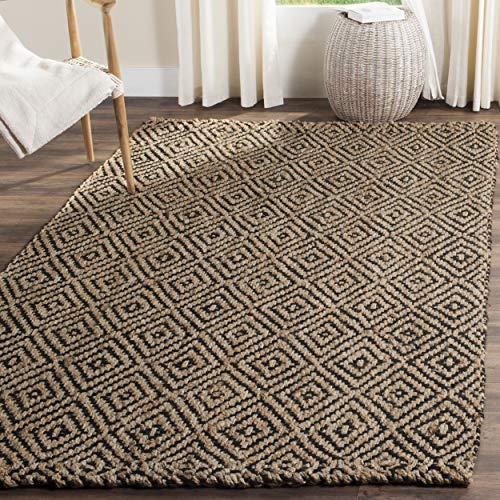 SAFAVIEH Natural Fiber Collection 4' x 6' Black NF181C Handmade Premium Jute Area Rug