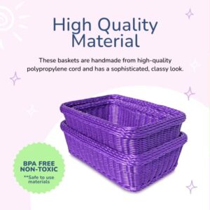 Colorbasket Rectangular Utility Basket, Hand Woven Poly Cord, Purple, Set of 3