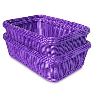 Colorbasket Rectangular Utility Basket, Hand Woven Poly Cord, Purple, Set of 3