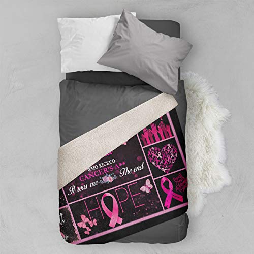 VTH GLOBAL Personalized Custom Breast Cancer Awareness Pink Ribbon Woman Survivor Mom Daughter Aunt Grandma Girl Warrior Birthday Christmas Fleece Sherpa Blanket Bed Throw Size Tapestry Wall Hanging