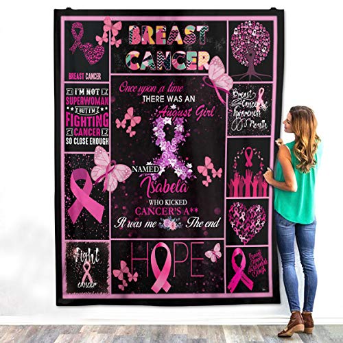 VTH GLOBAL Personalized Custom Breast Cancer Awareness Pink Ribbon Woman Survivor Mom Daughter Aunt Grandma Girl Warrior Birthday Christmas Fleece Sherpa Blanket Bed Throw Size Tapestry Wall Hanging