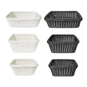 colorbasket 02348 rectangular storage basket, dishwasher safe, shelf storage, hand woven, set of 6, white and black