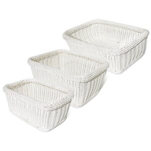 Colorbasket 02348 Rectangular Storage Basket, Dishwasher Safe, Shelf Storage, Hand Woven, Set of 6, White and Black