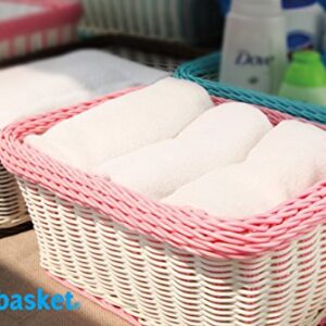 Colorbasket 02348 Rectangular Storage Basket, Dishwasher Safe, Shelf Storage, Hand Woven, Set of 6, White and Black