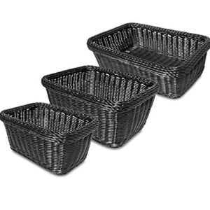 Colorbasket 02348 Rectangular Storage Basket, Dishwasher Safe, Shelf Storage, Hand Woven, Set of 6, White and Black