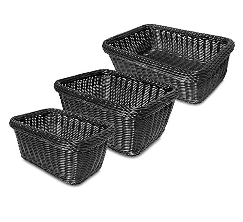 Colorbasket 02348 Rectangular Storage Basket, Dishwasher Safe, Shelf Storage, Hand Woven, Set of 6, White and Black