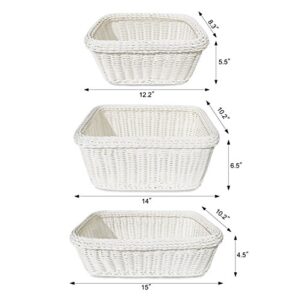 Colorbasket 02348 Rectangular Storage Basket, Dishwasher Safe, Shelf Storage, Hand Woven, Set of 6, White and Black