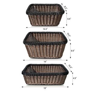 Colorbasket 02348 Rectangular Storage Basket, Dishwasher Safe, Shelf Storage, Hand Woven, Set of 6, White and Black