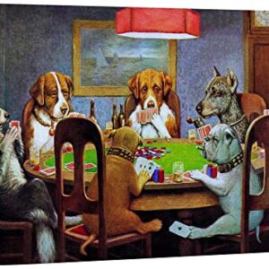 wall26 Canvas Print Wall Art Dogs Playing Poker by C.M. Coolidge Animals Pop Culture Illustrations Pop Art Traditional Scenic Fun Multicolor for Living Room, Bedroom, Office - 16"x24"