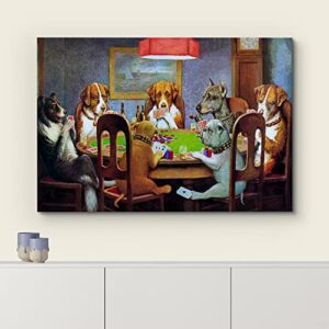 wall26 Canvas Print Wall Art Dogs Playing Poker by C.M. Coolidge Animals Pop Culture Illustrations Pop Art Traditional Scenic Fun Multicolor for Living Room, Bedroom, Office - 16"x24"