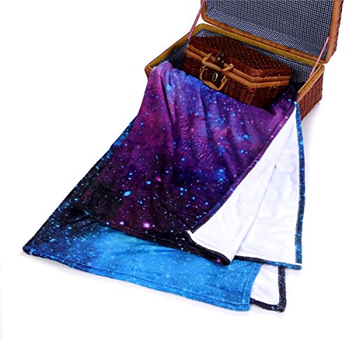 QH with Galaxy Velvet Plush Throw Blanket(Large) Super Soft and Cozy Fleece Blanket Perfect for Couch Sofa or Bed