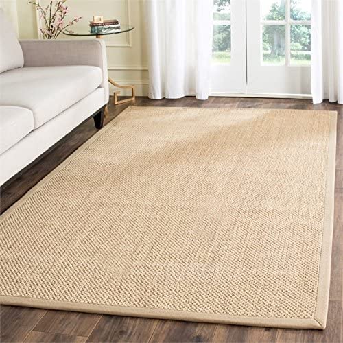 SAFAVIEH Natural Fiber Collection 2' x 3' Maize / Linen NF141B Border Sisal Accent Rug