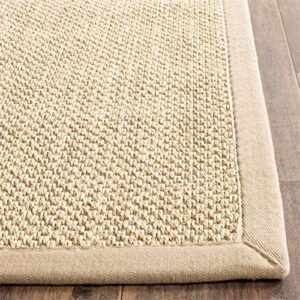 SAFAVIEH Natural Fiber Collection 2' x 3' Maize / Linen NF141B Border Sisal Accent Rug