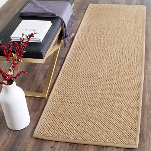 SAFAVIEH Natural Fiber Collection 2' x 3' Maize / Linen NF141B Border Sisal Accent Rug