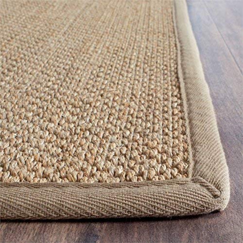 SAFAVIEH Natural Fiber Collection 2' x 3' Maize / Linen NF141B Border Sisal Accent Rug