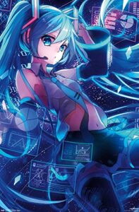 trends international hatsune miku – screens wall poster, 22.375″ x 34″, unframed version