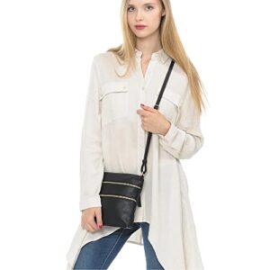 Solene Crossbody Bag Functional Multi Pocket Double Zipper Purse with Adjustable Strap-WU085(White)