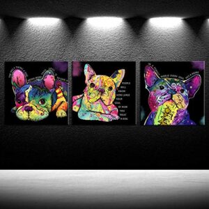 iknow foto colorful dog canvas prints animal paintings cute french bulldog wall art pop art canvas quotes giclee print home decoration for living room bedroom stretched and framed ready to hang