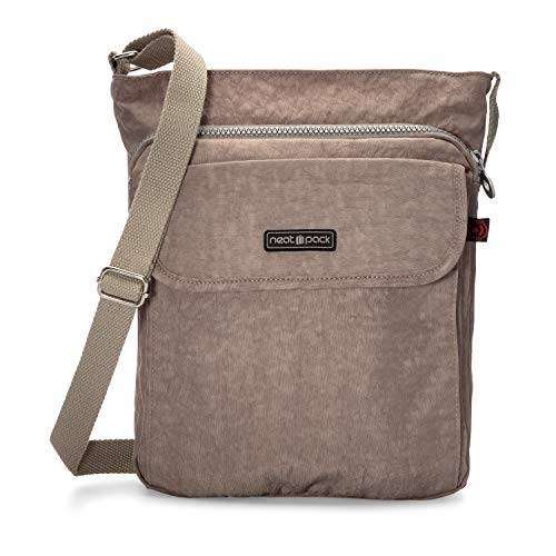 NeatPack Unisex Rfid Nylon Small Crossbody Shoulder Bag - Taupe