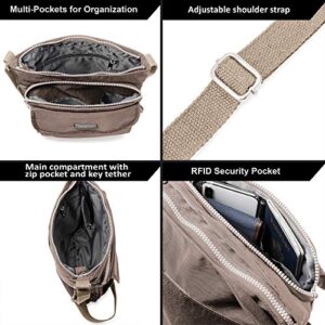 NeatPack Unisex Rfid Nylon Small Crossbody Shoulder Bag - Taupe