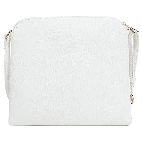 SG SUGU Lightweight Medium Crossbody Bag Shoulder Bag with Tassel and Zipper Pocket (White)