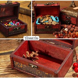 Treasure Box with Lock and Key - Pirate Treasure Chest for Kids Decorative Storage Boxes Keepsake Box With Hinged Lid Decorative Boxes - Mini Wooden Box With Lid Flower Motif Vintage Mystery Boxes