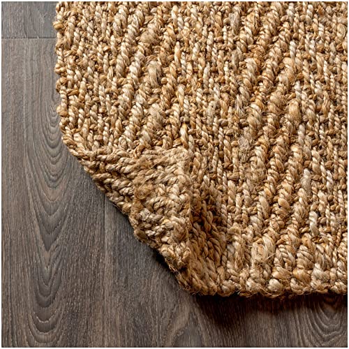 JONATHAN Y NFR101A-28 Espina Hand Woven Herringbone Chunky Jute Indoor Area -Rug Bohemian Farmhouse Easy -Cleaning Bedroom Kitchen Living Room Non Shedding, 2 X 8, Natural Color