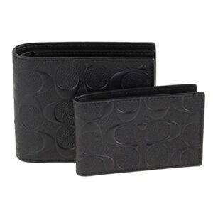 coach compact id wallet in signature crossgrain leather,f75371 black