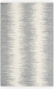 safavieh montauk collection 2’3″ x 5′ grey mtk751k handmade stripe fringe cotton accent rug