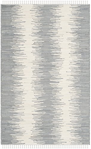 SAFAVIEH Montauk Collection 2'3" x 5' Grey MTK751K Handmade Stripe Fringe Cotton Accent Rug