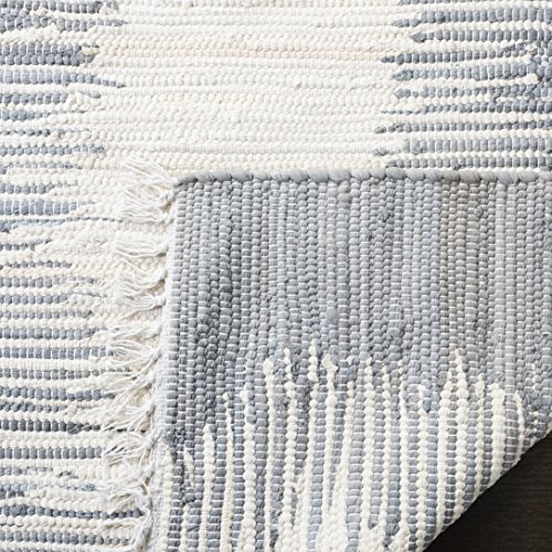 SAFAVIEH Montauk Collection 2'3" x 5' Grey MTK751K Handmade Stripe Fringe Cotton Accent Rug