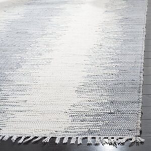 SAFAVIEH Montauk Collection 2'3" x 5' Grey MTK751K Handmade Stripe Fringe Cotton Accent Rug