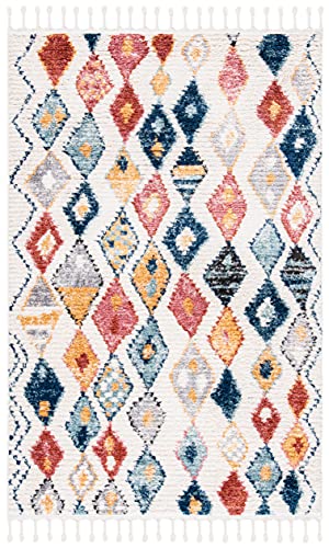 SAFAVIEH Morocco Collection 4' x 6' Ivory/Multi MRC924A Moroccan Boho Tribal Area Rug