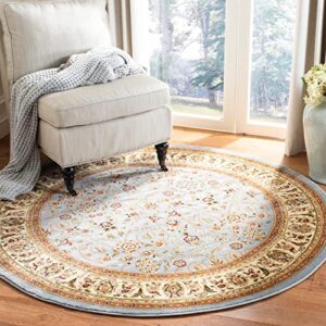 safavieh lyndhurst collection 4′ round light blue/ivory lnh312b traditional oriental non-shedding dining room entryway foyer living room bedroom area rug