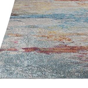 Mylife Rugs Contemporary Modern Non Slip Machine Washable Printed Area Rug, Rainbow 4'x6'