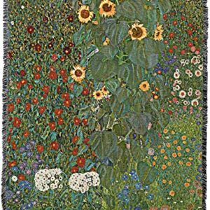 Pure Country Weavers Farm Garden with Sunflowers Blanket by Gustav Klimt - Fine Art Gift Tapestry Throw Woven from Cotton - Made in The USA (72x54)