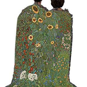 Pure Country Weavers Farm Garden with Sunflowers Blanket by Gustav Klimt - Fine Art Gift Tapestry Throw Woven from Cotton - Made in The USA (72x54)