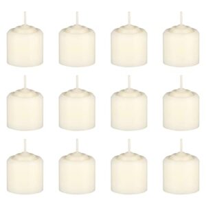 mega candles 12 pcs unscented ivory votive candle, hand poured wax candles 10 hours 1.38 inch x 1.5 inch, home décor, wedding receptions, baby showers, birthdays, celebrations, party favors & more
