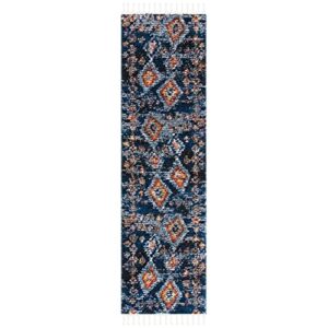 SAFAVIEH Morocco Collection 6'7" Round Navy / Multi MRC941N Moroccan Boho Tribal Area Rug