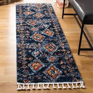 SAFAVIEH Morocco Collection 6'7" Round Navy / Multi MRC941N Moroccan Boho Tribal Area Rug