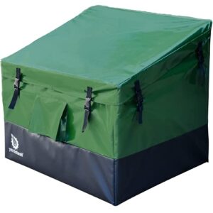 yardstash outdoor storage (waterproof) – heavy duty, portable, all weather tarpaulin deck box – protects from rain, wind, sun & snow – perfect for the boat, yard, patio, or camping – m green