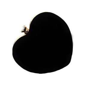 Sun Kea Women Heart Shaped Handbag Mini Clutch Chain Purse Chic Shoulder Bag Evening Tote Black