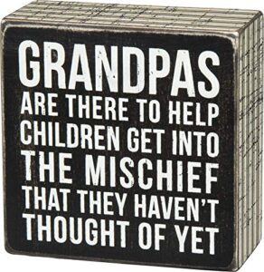 primitives by kathy 27218 pinstripe trimmed box sign, grandpas, wood, small
