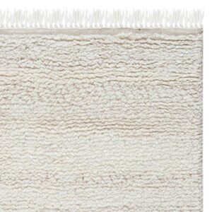 SAFAVIEH Casablanca Shag Collection 8' x 10' Beige CSB521B Handmade Fringe Wool 0.8-inch Thick Area Rug