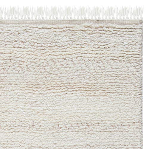 SAFAVIEH Casablanca Shag Collection 8' x 10' Beige CSB521B Handmade Fringe Wool 0.8-inch Thick Area Rug