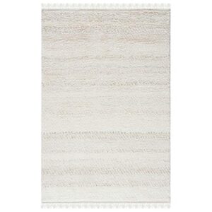 SAFAVIEH Casablanca Shag Collection 8' x 10' Beige CSB521B Handmade Fringe Wool 0.8-inch Thick Area Rug