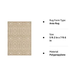 Orian Sculpted 4701 Indoor/Outdoor High-Low Debonair Driftwood Area Rug, 5'2" x 7'6", Tan