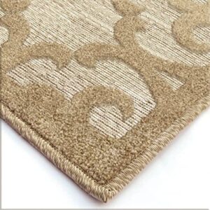 Orian Sculpted 4701 Indoor/Outdoor High-Low Debonair Driftwood Area Rug, 5'2" x 7'6", Tan